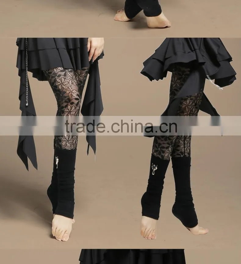 Wuchieal Ladies Sexy Modal and High Elastic Lace Tight Belly Dance Pants