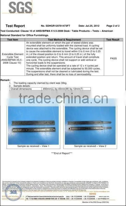 ZY:45mm ( 1.2*1.2*1.5mm ) Ball Bearing Slide Rail