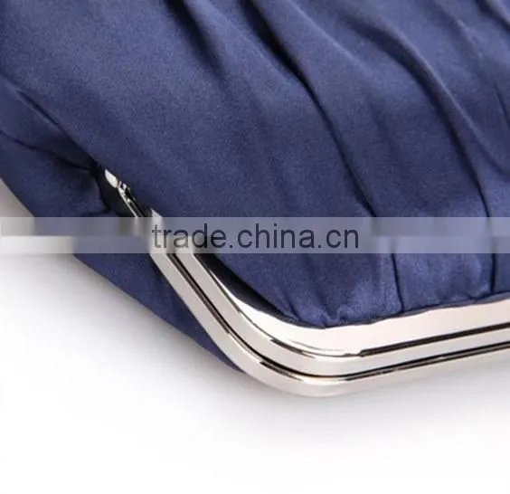 Pleated Satin Blue Women Party Evening Bag