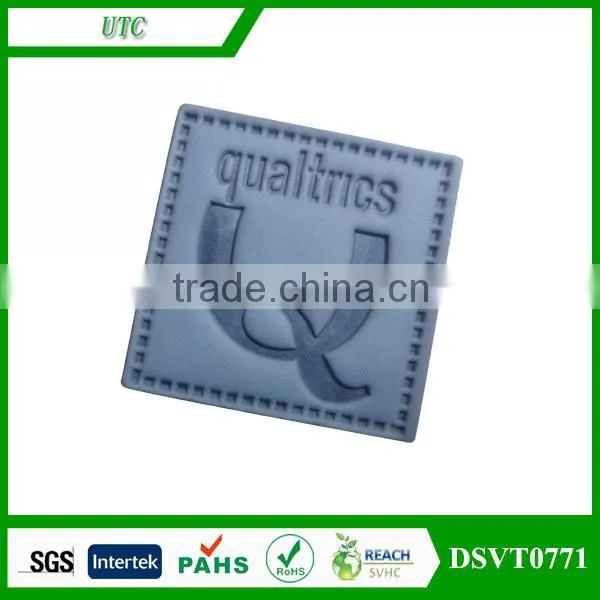 Embossed pu/genuine leather label jeans washable leather patch