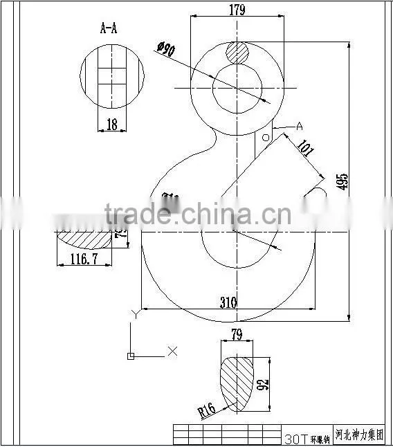 G80 european type eye hook with latch