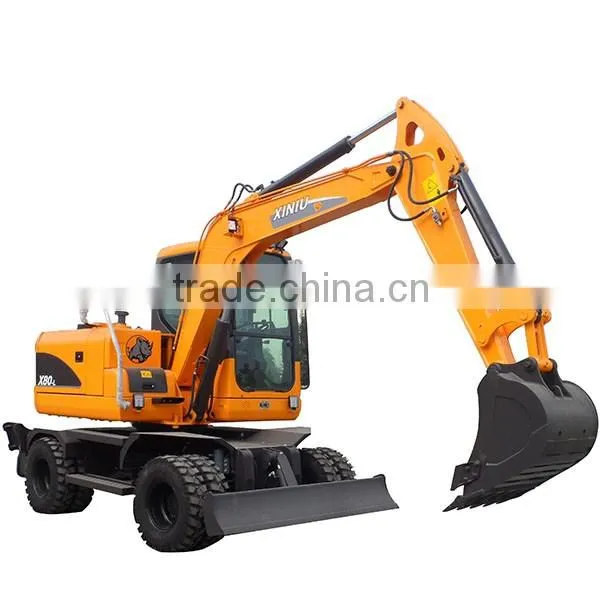 Garden farm excavator japanese engine wheel excavator with backhoe for sale