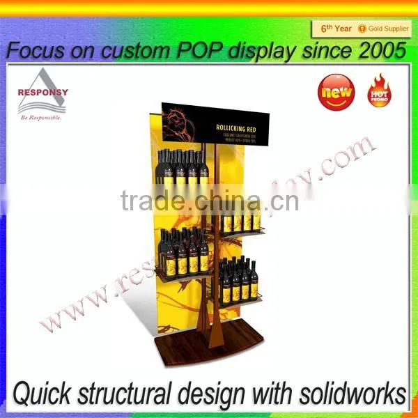 rolling wine floor single sided display stand