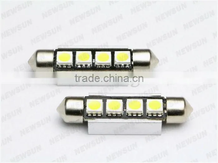 MOQ 20PCS 42mm CANBUS Festoon light 4 LED SMD5050 led dome festoon light white/green/blue/yellow/red Led dome light for Taxi