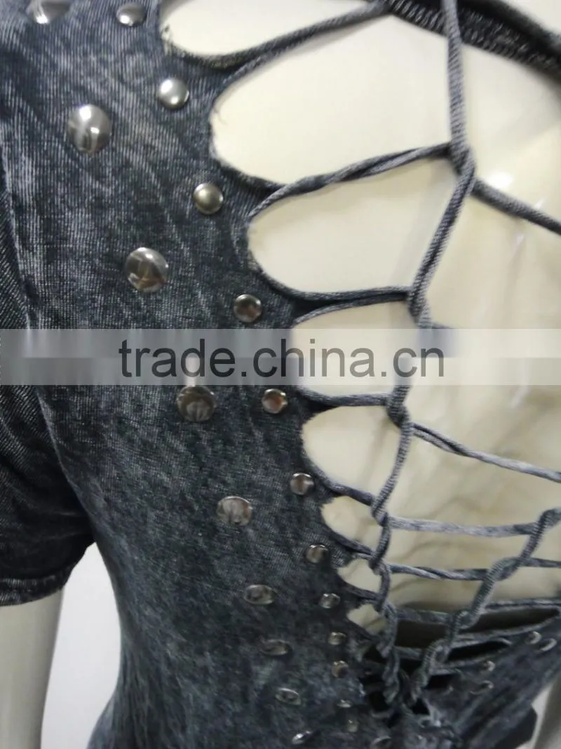 back pieced stone washed long T-shirt