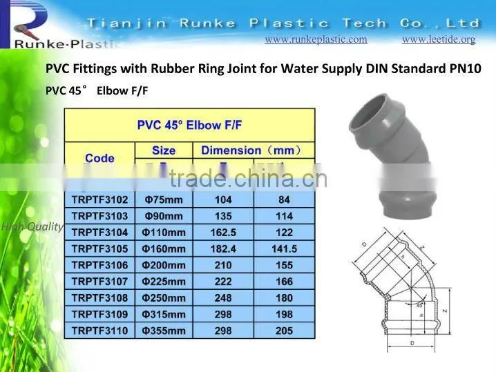 Plastic Elbow Fittings DIN Standard PN10