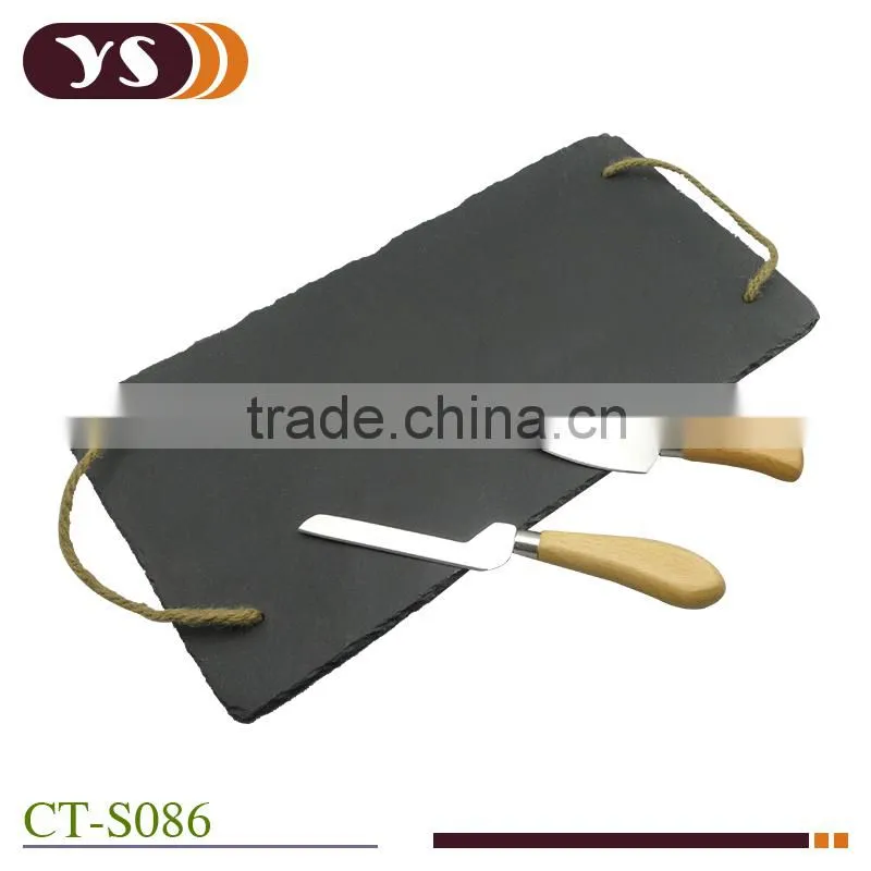 natural slate with 2pcs cheese knife