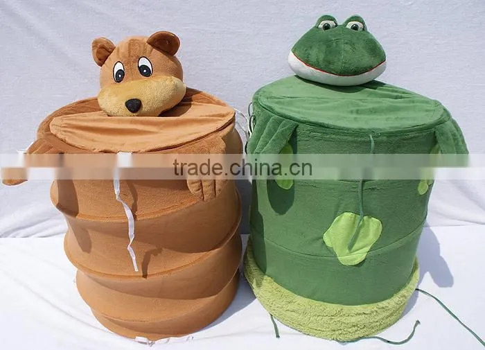 Folded and collapsible toy storage hamper