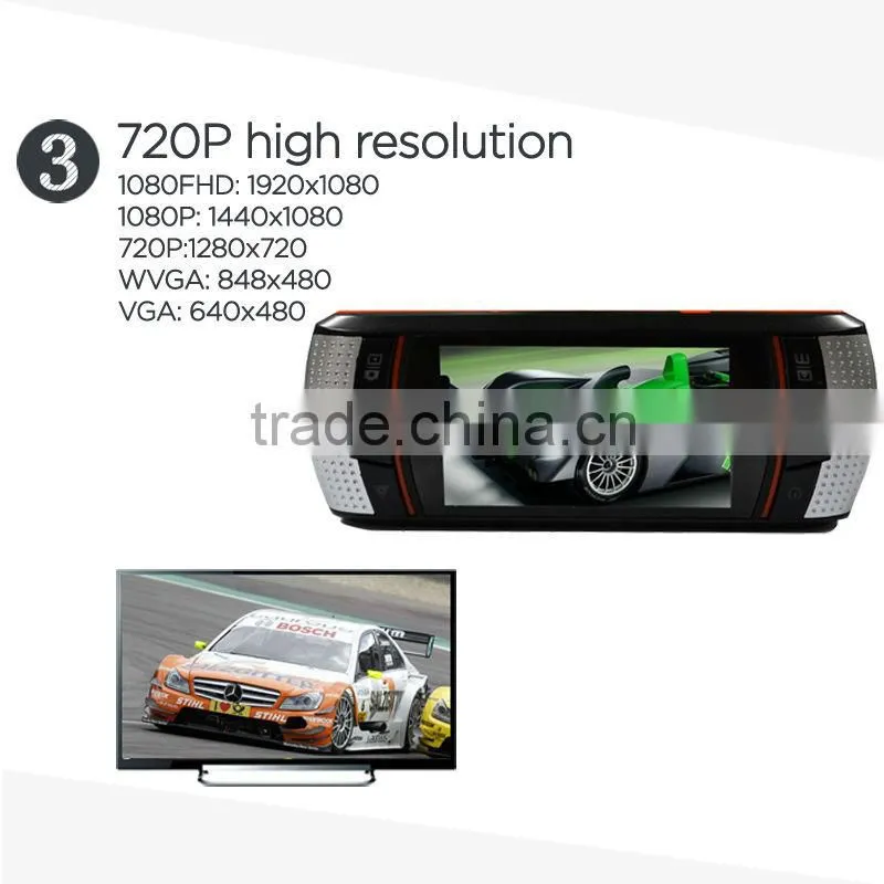 HD 2.7"screen dual camera 720p vehicle dvr car blackbox