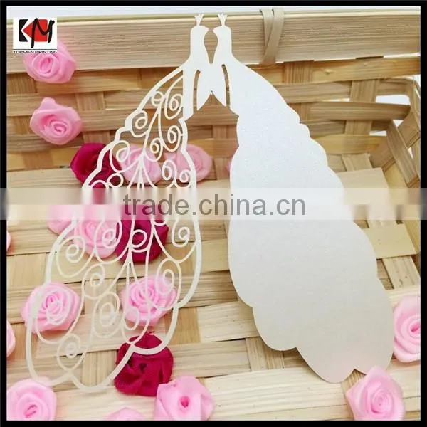 Wedding table decoration peacock place card
