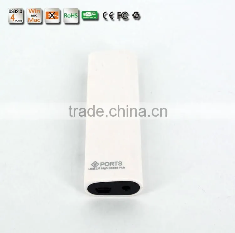 Slim shape but High Speed 480MBPS usb2.0 4 por hub form usb por hub suppliers with Plastic Casing