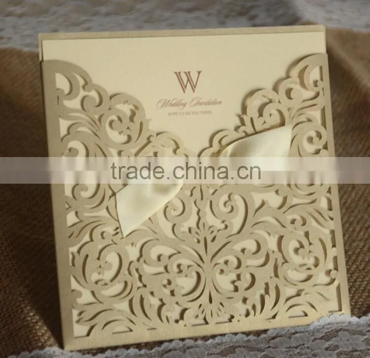 Personalised wedding invitations high quality wedding invitation card with ribbon