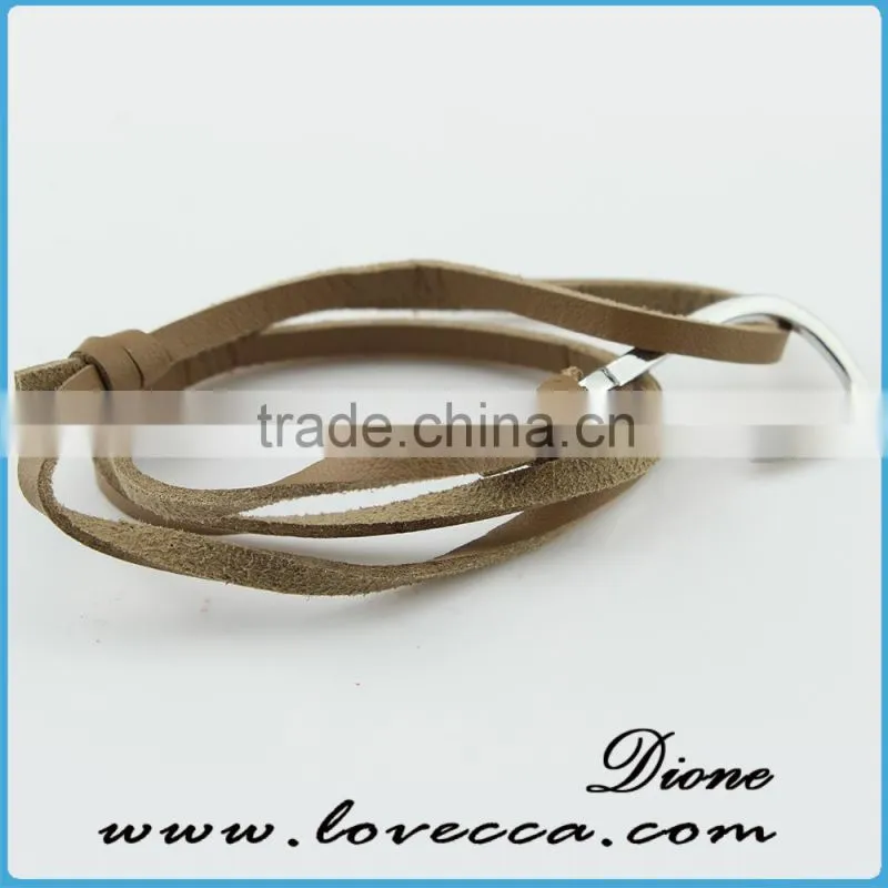 Logo Custom Wholesale Nautical Navy Leather Rope Stainless Steel Black Anchor bracelet For Men