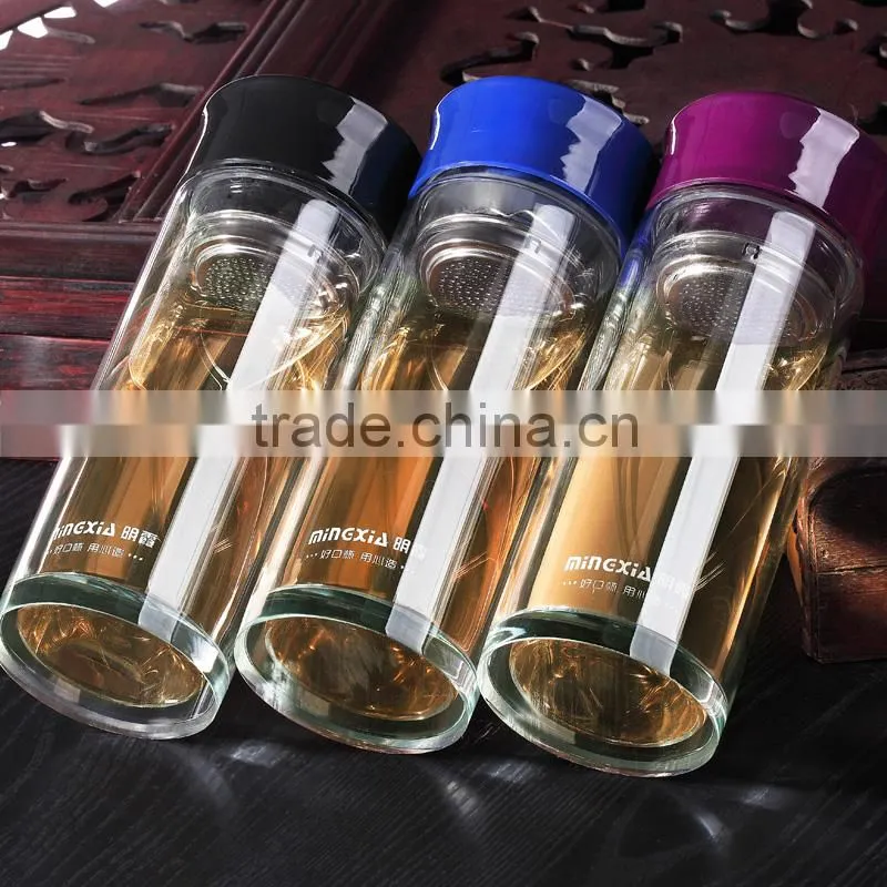 Double Wall Loose Leaf Tea Infuser Custom popular High-grade Travel Water Bottle Glass