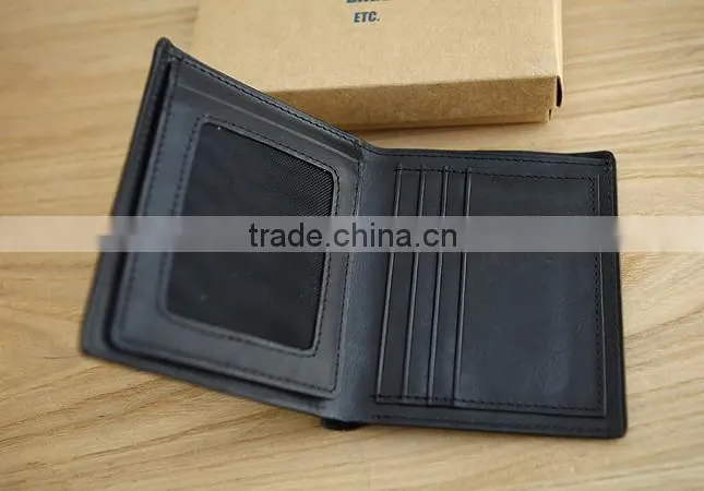 Custom Black Genuine Leather men's wallet OEM