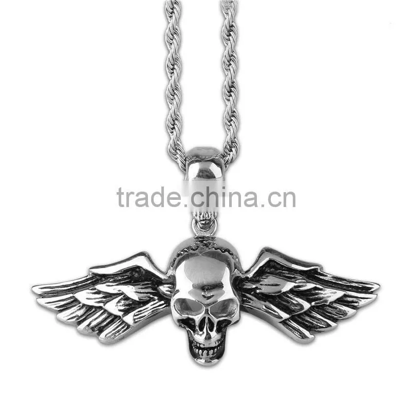 Good quality stainless steel skull wing cremation pendant