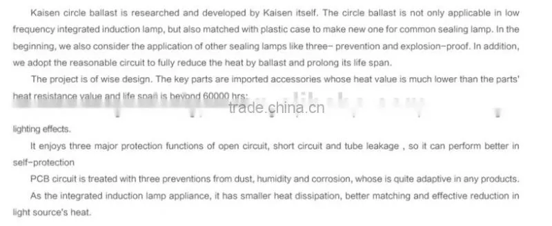 2015 60w new product power saving longger life self-ballast induction lamp