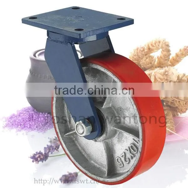 5 Inch Top Plate PU Wheel Double Bearing Fixed Hardware Casters
