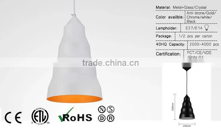 metal modern single cheap white outside gold inside pendant lamp
