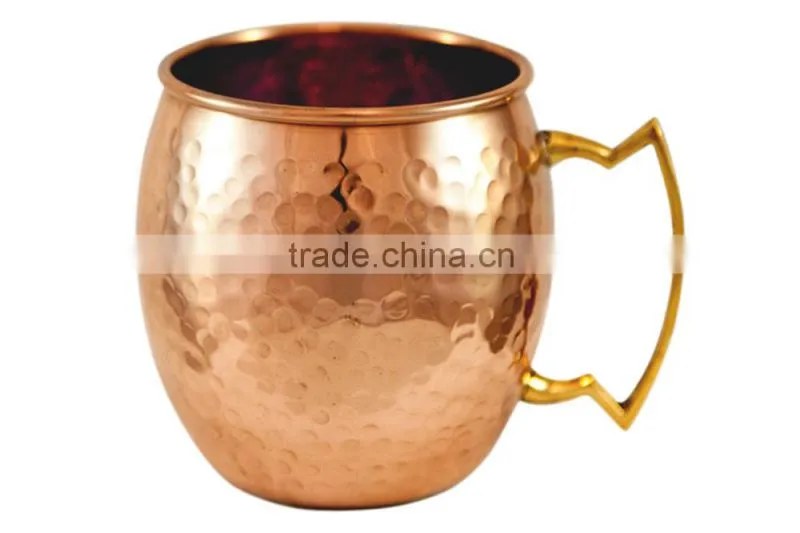 MOSCOW MULE/ BEAR MUGS/COPPER MUGS/SMOOTH PURE COPPER MUG WITH BRASS HANDLE & NICKLE LINED INSIDE