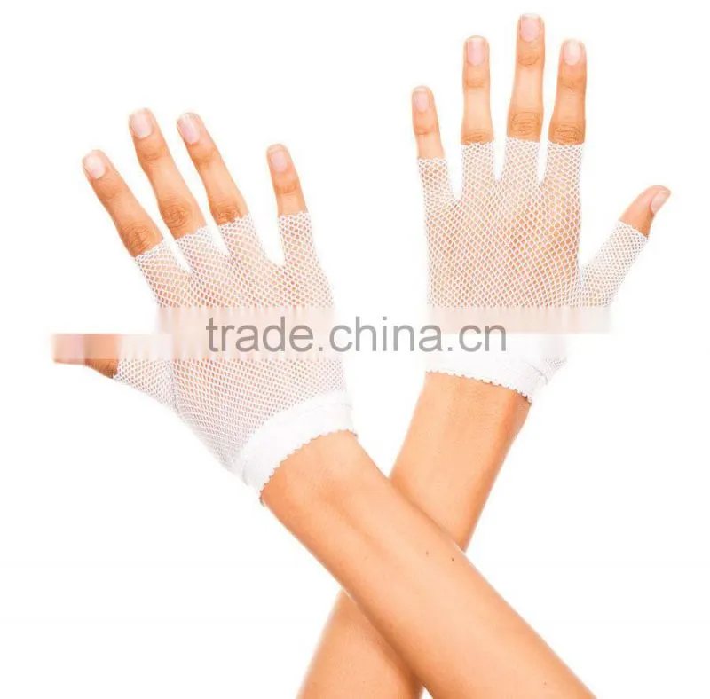 Wedding gloves white color knitted nylon lace gloves
