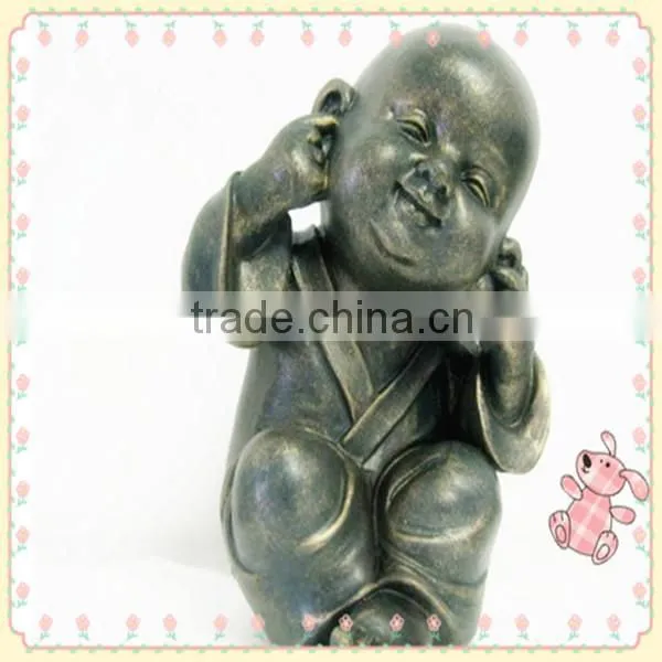Sitting Monk Hands Covering Eyes Resin Craft
