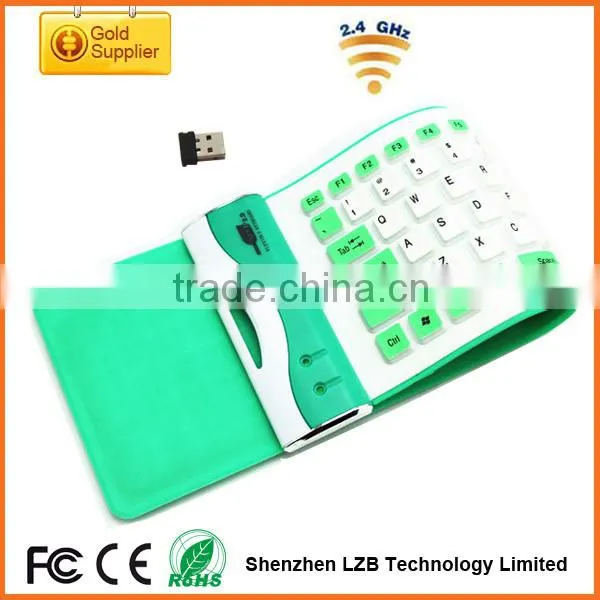 Rechargeable 2.4G wireless Silicone Keyboard,portable roll-up keyboard
