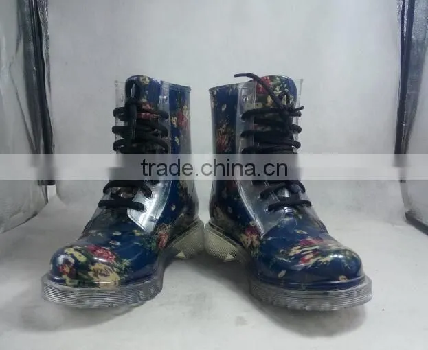 Womens Fashion Waterproof PVC Martens Boots