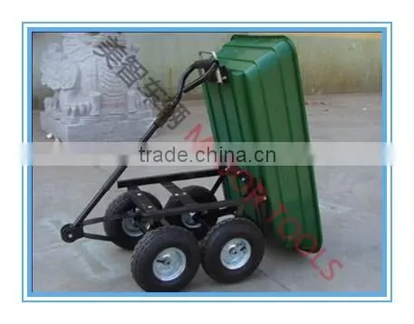 Enclosed garden poly cart with pneumatic wheels