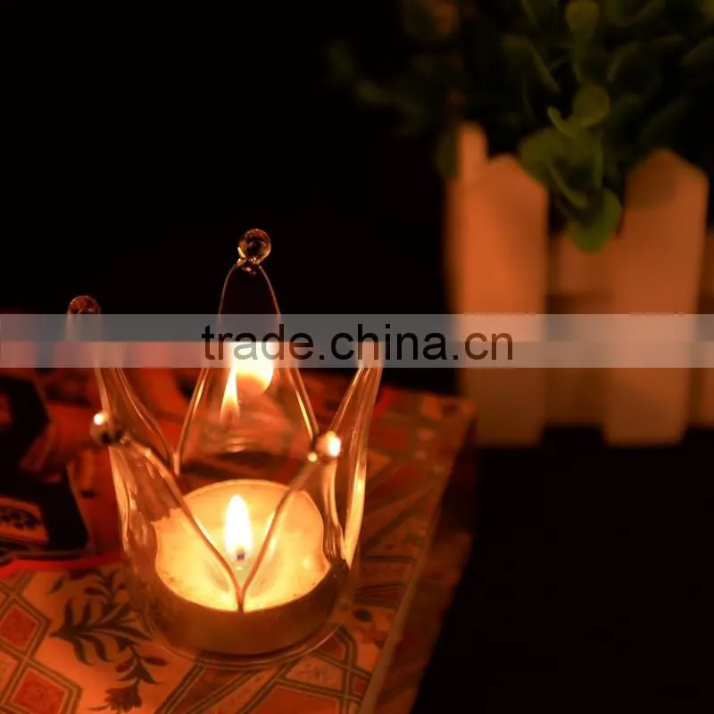 Wholesale New Design and High Quality for Home and Wedding Decorative Crown Glass Candle Holder