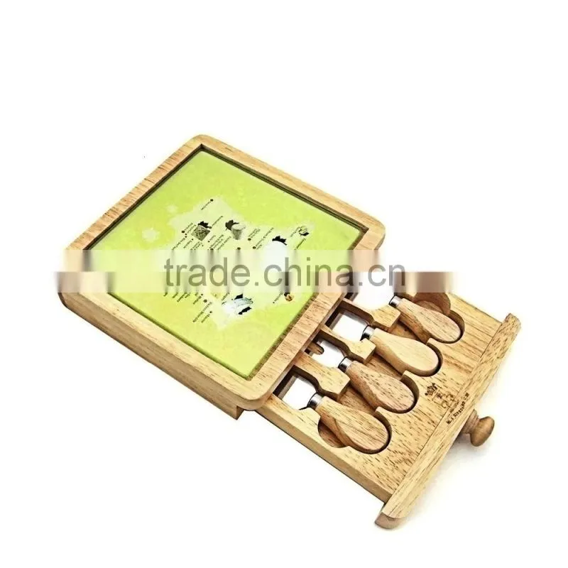 Newest design rotatable bamboo cheese cutting board with cheese tools