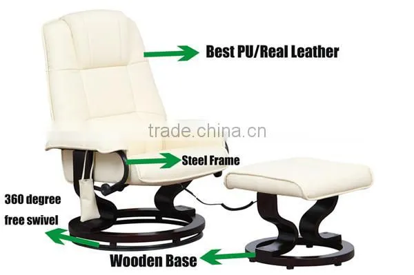 MAS00009 PU Real Leather Wooden Base Portable Massage Chair
