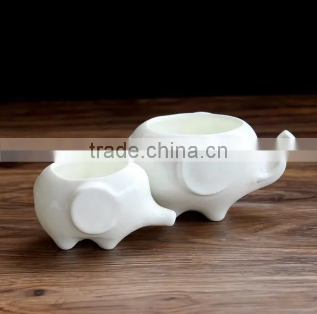 Indoor decor ceramic flower pots small white animal bonsai