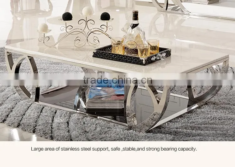 C380 China Living Room Center Table Stainless Steel Stone Sofa Table