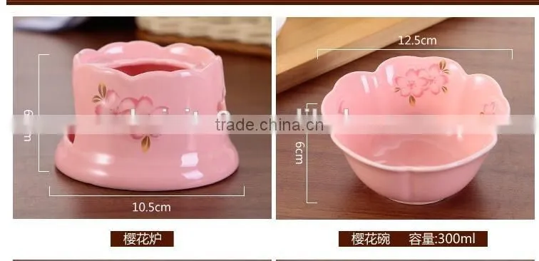 CY160 Chocolate Fountain High Temperature Resistant Ceramic Chocolate Waterfall Mini Fondue Fountain Pink Bakeware Gift Set