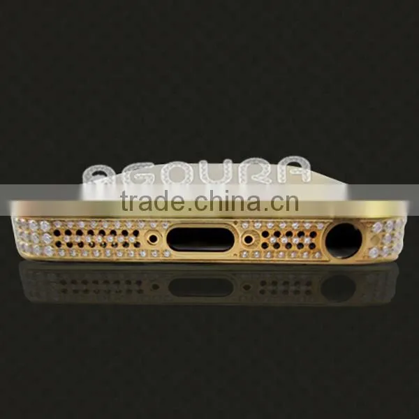 Luxury matte gold mobile phone black housing, metal housing encrusted with diamond for iPhone 5 5S