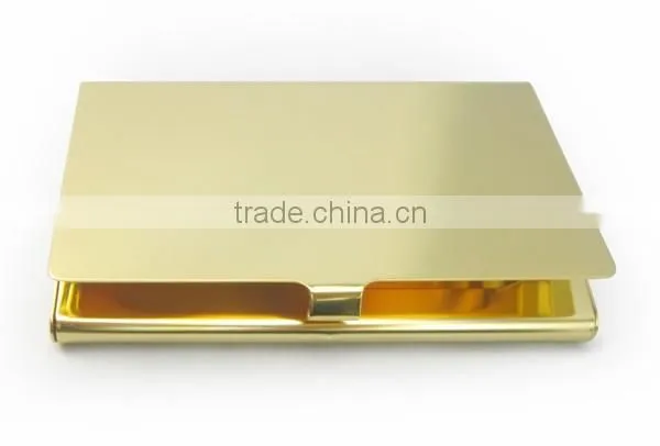 Gold plated stainless steel mirror name card box for gift, platinum business card holder