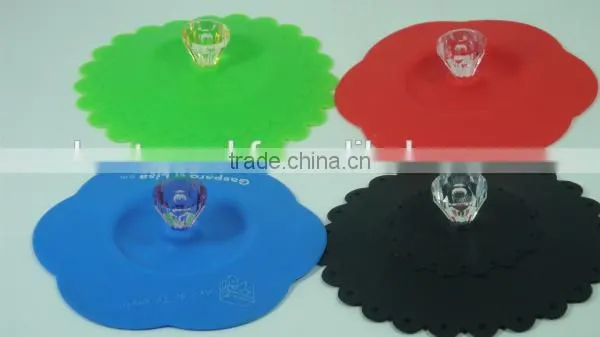 2014 brand new colorful FDA LFGB flower silicone glass lid