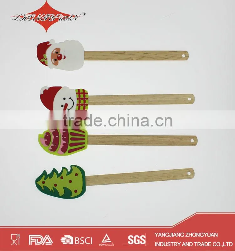 Promotion Christmas gift silicone spatula with wood handle