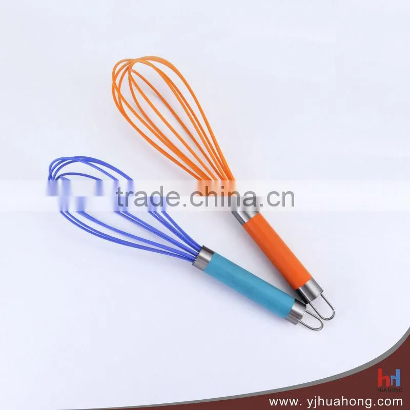 Colorful Food grade silicone coated egg whisk with stainless steel handle (HEW-36B)