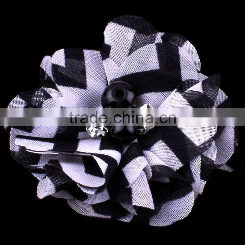handmade fabric flower with pearl in center headband for kids hair accessories