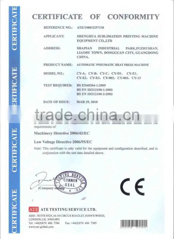 Best quality pneumatic tshirt heat transfer machine