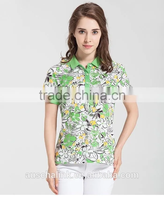 2016 new designs lady colorful polo t shirt factory price