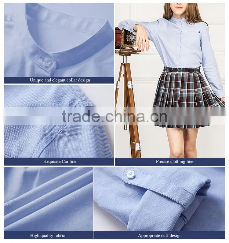 Wholesale OEM Girls Long Sleeve School Shirt Latest Design