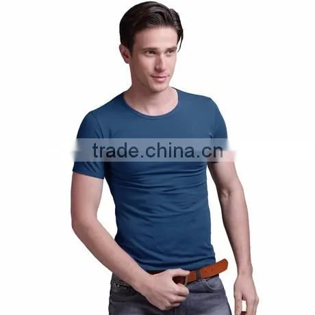 2016 new casual fashionable blank round- collar men's short sleeve t-shirt