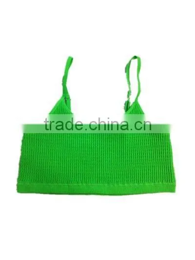 magic wrinkle seamless front double layers sport tank top cami bra with removable pad