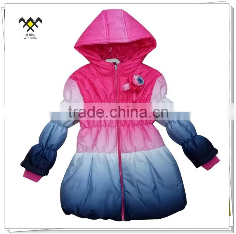 2017 gradient printing kids clothes for girls long jacket