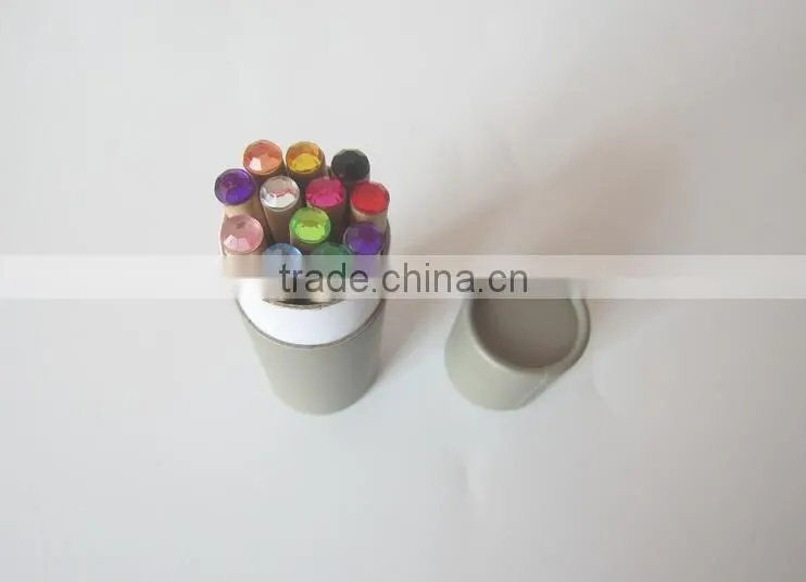 3.5''HB natural pencils wih diamond in paper tube