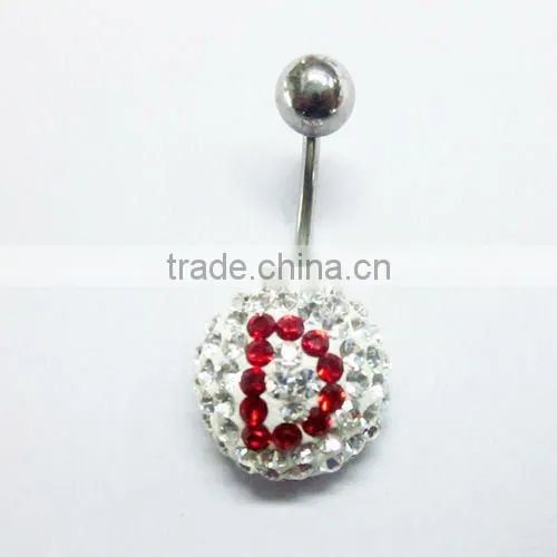 Stainless steel crystal body jewelry orange