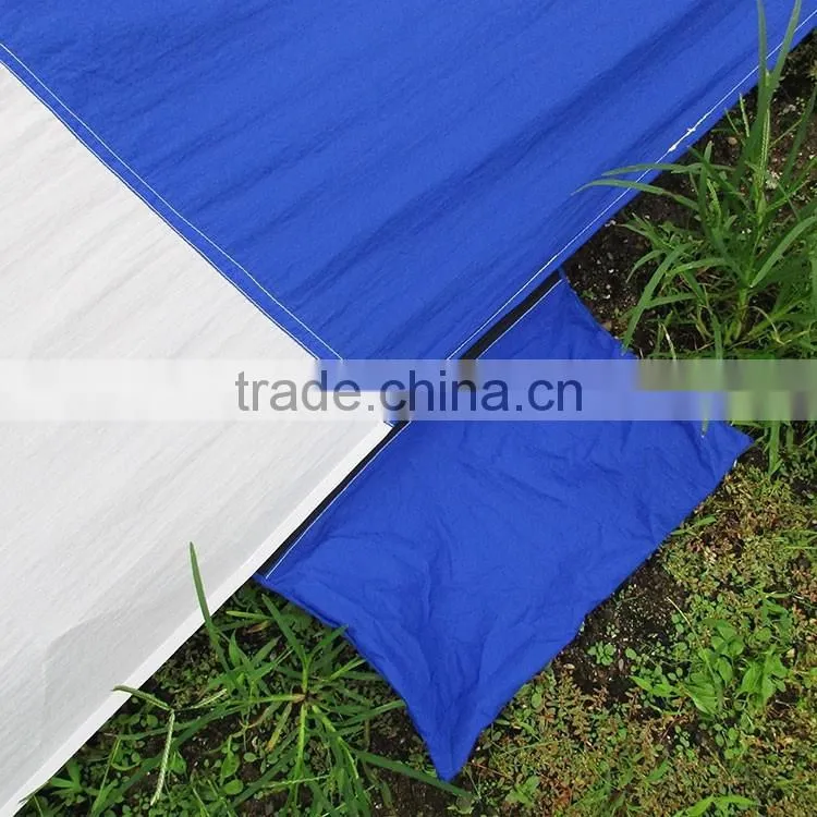 9x10 feet family size 6-8 people 210T nylon picnic camping beach blanket with anchors, stakes, pockets waterproof quick dry